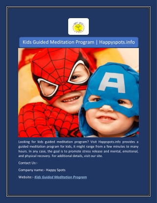 Kids Guided Meditation Program | Happyspots.info