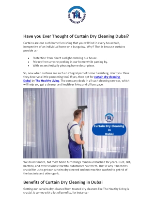 Have you Ever Thought of Curtain Dry Cleaning Dubai?