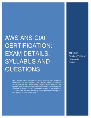 AWS ANS-C00 Certification: Exam Details, Syllabus and Questions