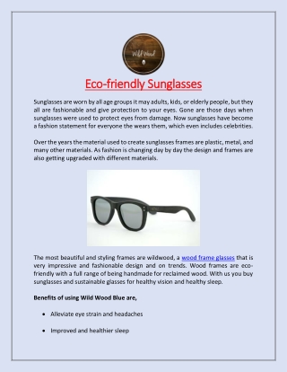 Eco-friendly Sunglasses
