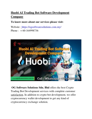 Huobi AI Trading Bot Software Development Company