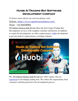 Huobi AI Trading Bot Software Development Company