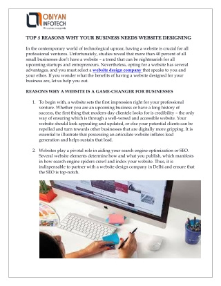 TOP 5 REASONS WHY YOUR BUSINESS NEEDS WEBSITE DESIGNING