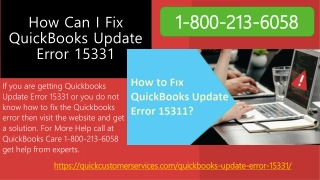 How Can I Fix QuickBooks Update Error 15331 - Call 1-800-213-6058