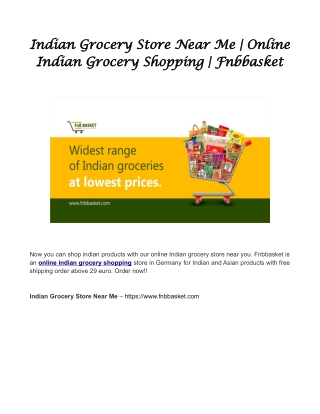 Indian Grocery Store Near Me | Online Indian Grocery Shopping | Fnbbasket