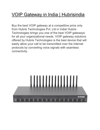 VOIP Gateway in India | Hubrisindia