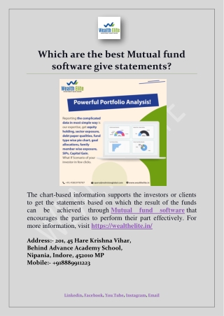 Which are the best Mutual fund software give statements