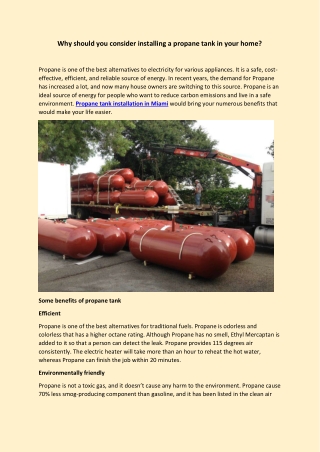 PROPER TANK INSTALLATION