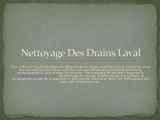 Nettoyage Des Drains Laval PPT