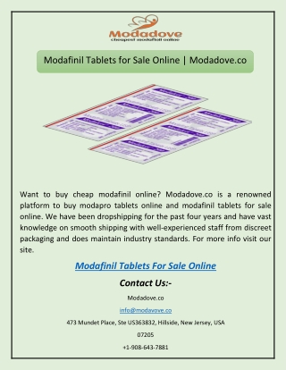 Modafinil Tablets for Sale Online | Modadove.co