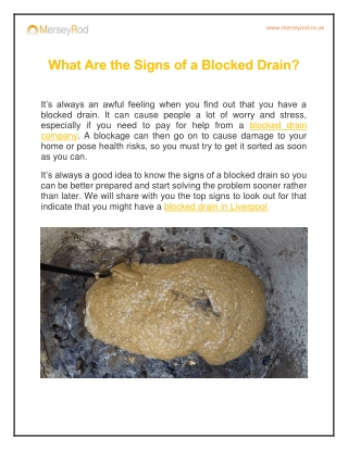 What Are the Signs of a Blocked Drain?