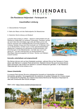 Residence Heijendael - Ferienpark im traumhaften Limburg in den Niederlanden