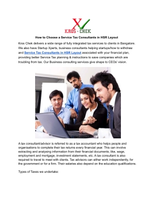 How to Choose a Service Tax Consultants in HSR Layout