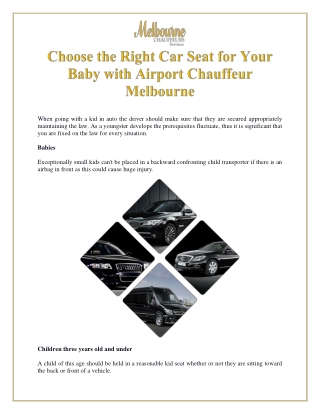 Choose the Right Car Seat for Your Baby with Airport Chauffeur Melbourne