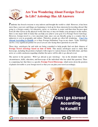 Are You Wondering About Foreign Travel In Life