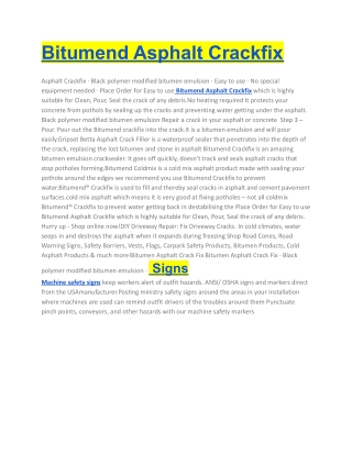 Bitumend Asphalt Crackfix _ Machine Safety