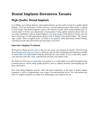 Dental Implants Downtown Toronto
