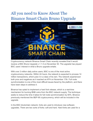 All you need to Know About The Binance Smart Chain Bruno Upgrade