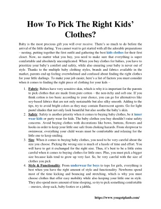 How To Pick The Right Kids’ Clothes
