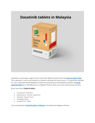 Dasatinib tablets in Malaysia