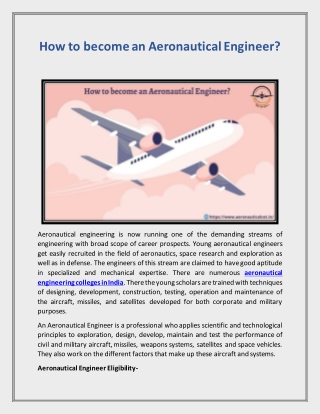 How to become an Aeronautical Engineer?