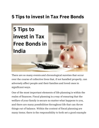 5 Tips to invest in Tax Free Bonds