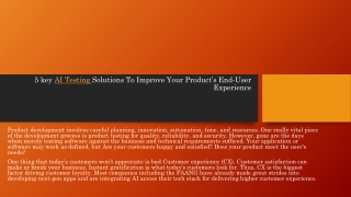 5 key AI Testing Solutions To Improve Your