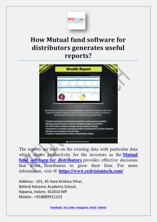 How Mutual fund software for distributors generates useful reports