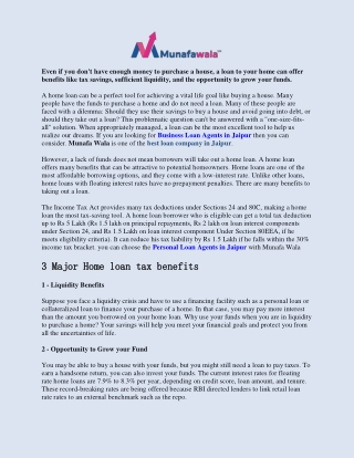 3 Major Home loan tax benefits