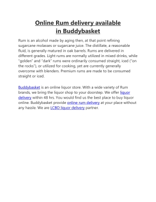 Online rum delivery available in Buddybasket