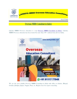 Study MBBS Abroad Consultants in Indore