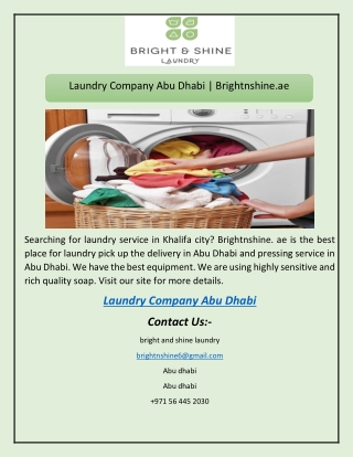 Laundry Company Abu Dhabi | Brightnshine.ae