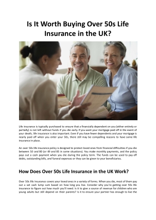 Is It Worth Buying Over 50s Life Insurance in the UK - Mountview Financial Solut