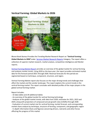 Global Vertical Farming Market Research Report 2021-2026