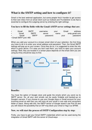 What is the SMTP setting and how to configure it?