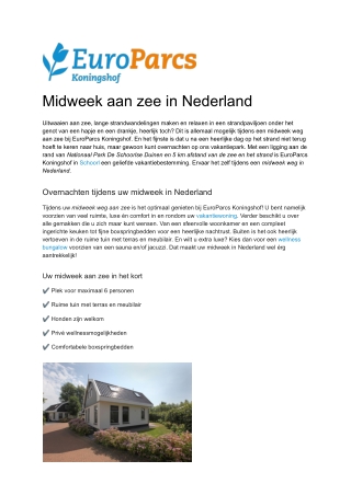 Residence Koningshof | Midweek aan zee