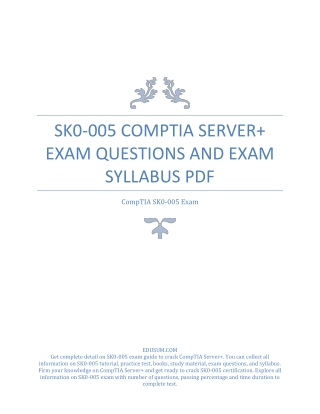 SK0-005 CompTIA Server  Exam Questions and Exam Syllabus PDF