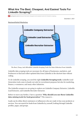 What Are The Best Cheapest And Easiest Tools For LinkedIn Scraping