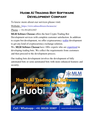 Huobi AI Trading Bot Software Development Company