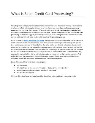 What Is Batch Credit Card Processing