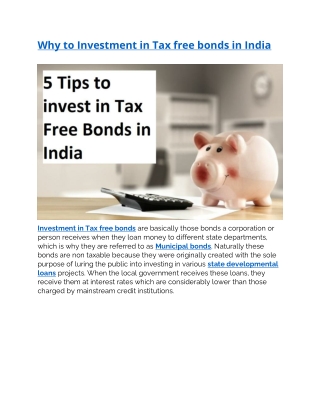 Why to Investment in Tax free bonds in India