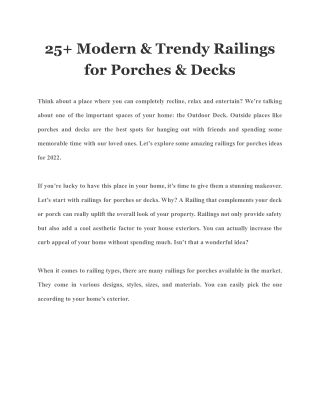 25  Modern & Trendy Railings for Porches & Decks