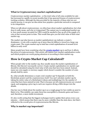 How Crypto Market Cap is Calculated