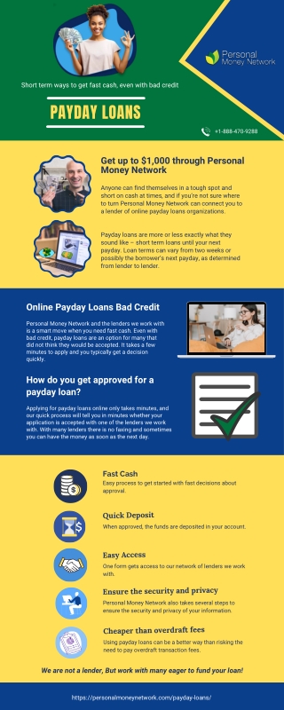 Payday Loans  Short term ways to get fast cash