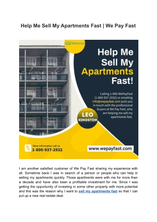 Help Me Sell My Apartments Fast | We Pay Fast