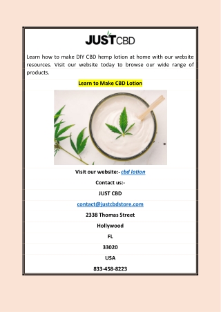 Learn to Make CBD Lotion