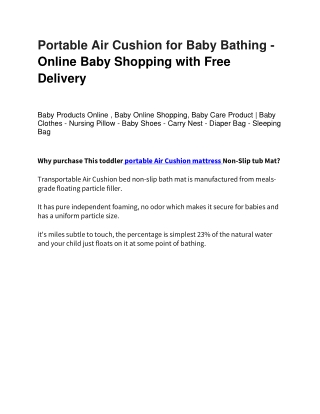 Portable Air Cushion for Baby Bathing
