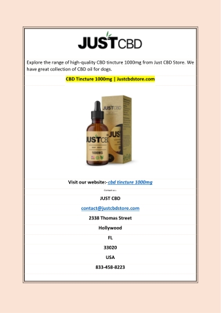 CBD Tincture 1000mg | Justcbdstore.com