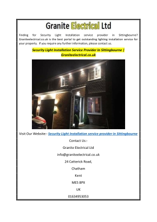 Security Light Installation Service Provider In Sittingbourne  Graniteelectrical.co.uk