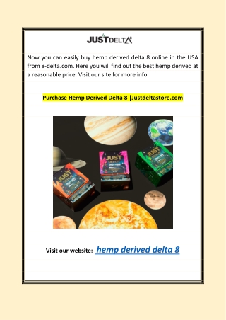 Purchase Hemp Derived Delta 8 |Justdeltastore.com
